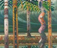 Few of the Remaining Pillars or Changing Roof by Jyothi Basu contemporary artwork painting