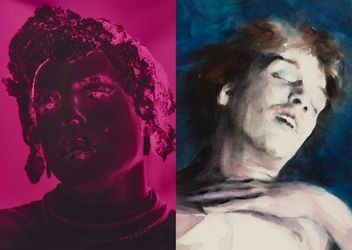 Left: Jimmy DeSana, Self-Portrait, 1985, Copyright Jimmy DeSana Trust; Courtesy Jimmy DeSana Trust and P·P·O·W, New York.Right: Paul P., Untitled, 2020. Courtesy the artist, and Maureen Paley, London, Greene Naftali, New York, Cooper Cole, Toronto, and Massimo Minini, Brescia.