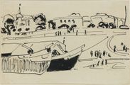 Elbkähne in Dresden ( Barges on the Elbe River in Dresden) by Ernst Ludwig Kirchner contemporary artwork 1