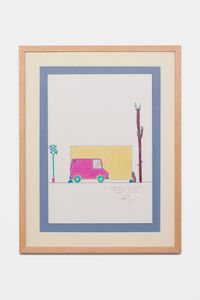 La maison pour l'homme qui avait un Ford Transit bleu by Martine Bedin contemporary artwork works on paper, drawing