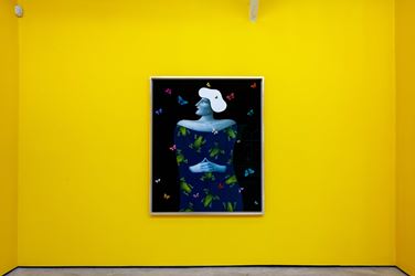 Nicolas Party, Frogs and Butterfly Portrait (2019). Exhibition view: Nicolas Party, Polychrome, The Modern Institute, Osborne Street, Glasgow (25 May–24 August 2019). Courtesy the artist and The Modern Institute/Toby Webster Ltd, Glasgow.