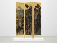 Decorative screen for the solarium of a homosexuals home (Fading sunflowers) by Hernan Bas contemporary artwork painting