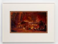 Paradise (CA) Lost- Our House is on Fire (A home burns as the Camp Fire moves through Paradise, CA, from a photo by Justin Sullivan by Keith Mayerson contemporary artwork works on paper, drawing
