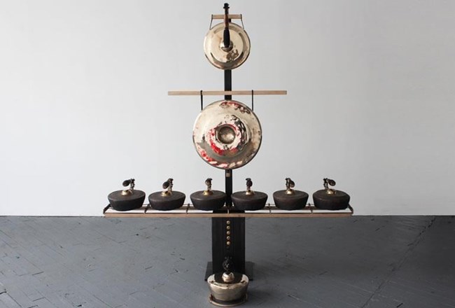 Gamelatron Segitiga in Bronze by Aaron Taylor Kuffner contemporary artwork