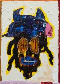 Blå hjelm(Blue Helmet) by Jack Kabangu contemporary artwork painting, mixed media