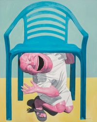 Blue Chair by Yue Minjun contemporary artwork painting