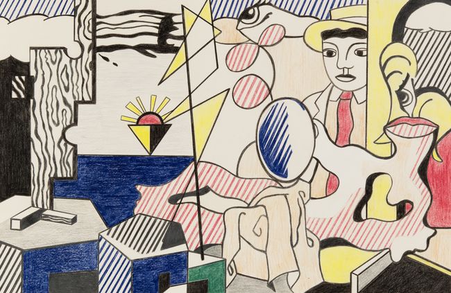 Study for Lichtenstein Figures with Sunset by Elaine Sturtevant contemporary artwork
