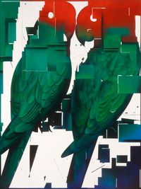 Green macaw by Leng Guangmin contemporary artwork painting