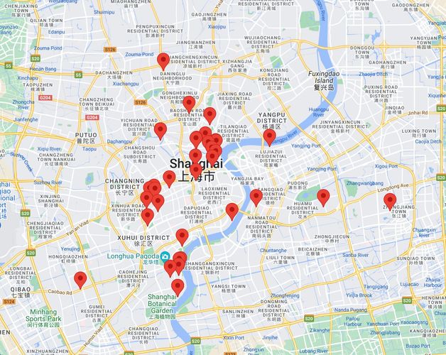Map of galleres in Shanghai