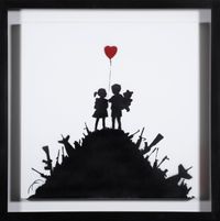 Kids on Guns by Banksy contemporary artwork painting, works on paper