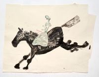 Black Horse with Goya Rider by Rose Wylie contemporary artwork works on paper