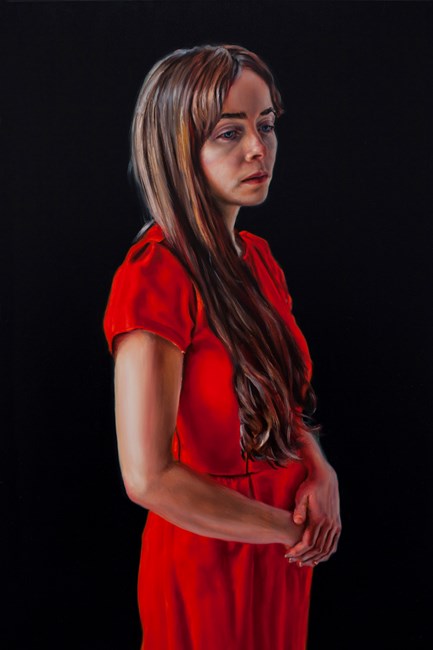 Photogénie - Figure in Red', (Number 3 from a series of 12 paintings) by David O'Kane contemporary artwork