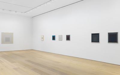 Exhibition view: Josef Albers, Grey Steps, Grey Scales, Grey Ladders, David Zwirner, 20th Street, New York (3 November–13 December 2016). © 2016 The Josef and Anni Albers Foundation/Artists Rights Society (ARS), New York. Courtesy David Zwirner.