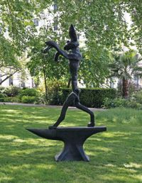 Boxing Hare on Anvil by Barry Flanagan contemporary artwork sculpture