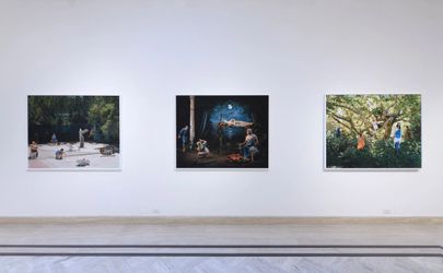 Exhibition view: Eleanor Antin and Giorgio de Chirico, Roman Allegories & Greek Mythologies, Richard Saltoun Gallery, Rome (10 January 2023 – 15 February 2023). Courtesy Richard Saltoun Gallery.
