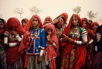 Cluster of Women in Dust Storm, India by Steve McCurry contemporary artwork print