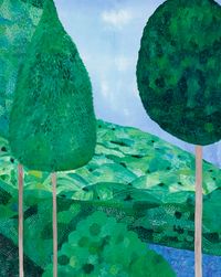 Landscape (three trees) by Sally Ross contemporary artwork painting, works on paper, sculpture