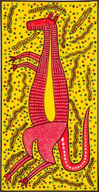 Kangaroo and Witchety Grubs by Robert Campbell Jnr contemporary artwork painting