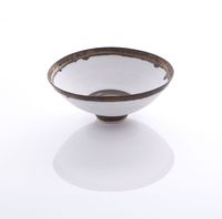 White Bowl with Radiating Inlaid Lines by Lucie Rie contemporary artwork ceramics