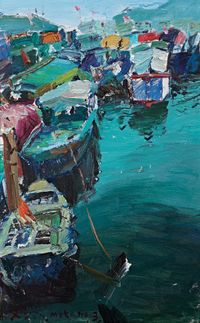 Fishing Harbour by Chen Beixin contemporary artwork painting