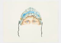 Untitled (Victorian mask, blue bonnet) by Jamie Isenstein contemporary artwork works on paper