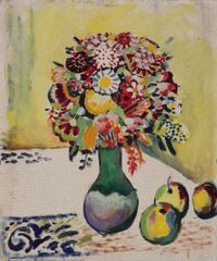 Still Life with Flowers and Three Apples by August Macke contemporary artwork painting