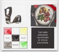 Storyboard (In 4 Parts): Two Men Speaking On Phone At Stock Exchange by John Baldessari contemporary artwork mixed media