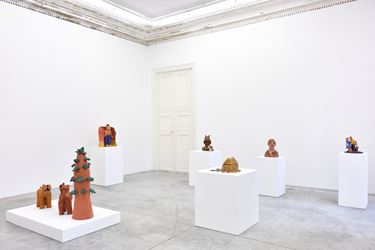 Exhibition view: Sally Saul, Hideout, Almine Rech, Paris (18 January–29 February 2020). © Sally Saul. Courtesy the Artist and Almine Rech. Photo: Rebecca Fanuele.
