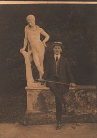 Man with Statue by De Meyer Adolph contemporary artwork photography