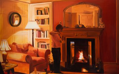 Caroline Walker, Lighting Candles, Evening, March (2019) (detail). Oil on linen. 180 x 240 cm. Courtesy Ingleby Gallery.