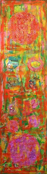 Orange ball by Pacita Abad contemporary artwork painting, works on paper