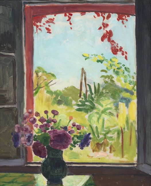 Bouquet sur une table devant la fenêtre à Méricourt by Albert Marquet contemporary artwork