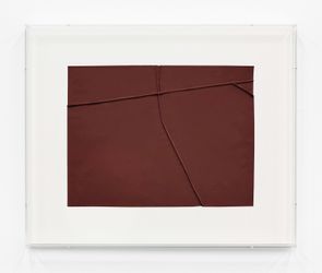 Florian Pumhösl, Untitled (Study for Warped Relief) (2020–2021). Acrylic on lead. 33 x 44 cm. Courtesy Galerie Buchholz, Berlin.