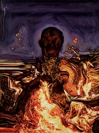SELF IMMOLATOR (REFLECTED SELF PORTRAIT) by Jin Meyerson contemporary artwork painting