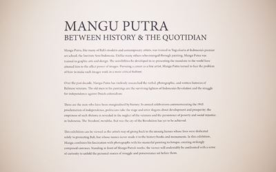 Mangu Putra, Between History and the Quotidian, Exhibition view at Gajah Gallery, Singapore. Image courtesy of Gajah Gallery, Singapore.