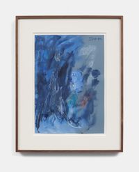 Untitled (Blue Planet Blue Figure) by Elizabeth Ibarra contemporary artwork painting, works on paper, drawing