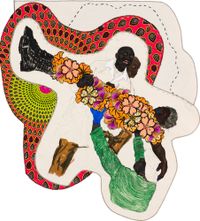 (Alikuwa amekufa kwa uchawi.)(Pietà) by Pierre Mukeba contemporary artwork painting, textile