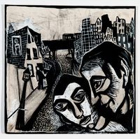 Untitled [Couple in a Cityscape] [double-sided] by Ruth Lewin contemporary artwork works on paper