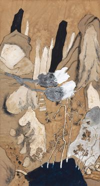 Wei's Landscapes, Birds and Flowers: Pine Trees in Gorge by Wei Ligang contemporary artwork painting, works on paper