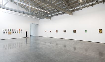 Exhibition view: Chris Martin, The Eighties, David Kordansky Gallery, Los Angeles (16 March–27 April 2019). Courtesy David Kordansky Gallery, Los Angeles. Photo: Jeff McLane.
