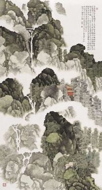 A Six Feet Scroll of the Clouds and Mountain in Early Summer by Li Xubai contemporary artwork works on paper