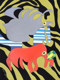The Jumping and Flying Animal in the Dream by Go Yayanagi contemporary artwork painting