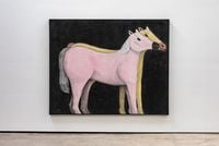 Two horses, one pink and one gold by Andrew Sim contemporary artwork works on paper, drawing