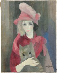 Femme au chien (portrait) (Womanwith a Dog (portrait)) by Marie Laurencin contemporary artwork painting, works on paper