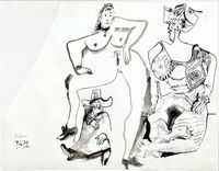 Trois personnages by Pablo Picasso contemporary artwork painting, works on paper, drawing