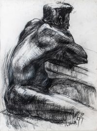 African Male Nude by Solamalay Namasivayam contemporary artwork works on paper, drawing