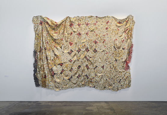 El Anatsui, Blema. Exhibition view: El Anatsui: Five Decades, Carriageworks, Sydney (7 January—6 March 2015). Commissioned and presented as a Schwartz Carriageworks project in association with Sydney Festival. © El Anatsui.