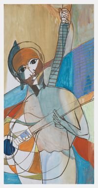 Seated Musician VI by Ficre Ghebreyesus contemporary artwork painting
