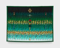 Croix d’Agadez, losange (vert émeraude) by Abdoulaye Konaté contemporary artwork textile