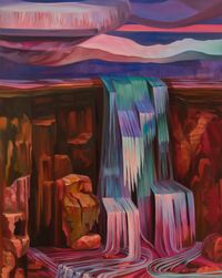 Flood Pour over Red Earth Crags by Rachel MacFarlane contemporary artwork painting